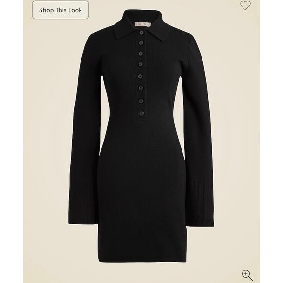J. Crew Bell-sleeve Mini Sweater-Dress in Merino Wool Black NWT size 3X - Picture 4 of 7
